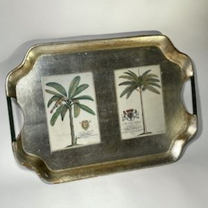 Made in Italy Vietri Wood Tray Stamp GD Ehret,  Silver/Gold Lacquered